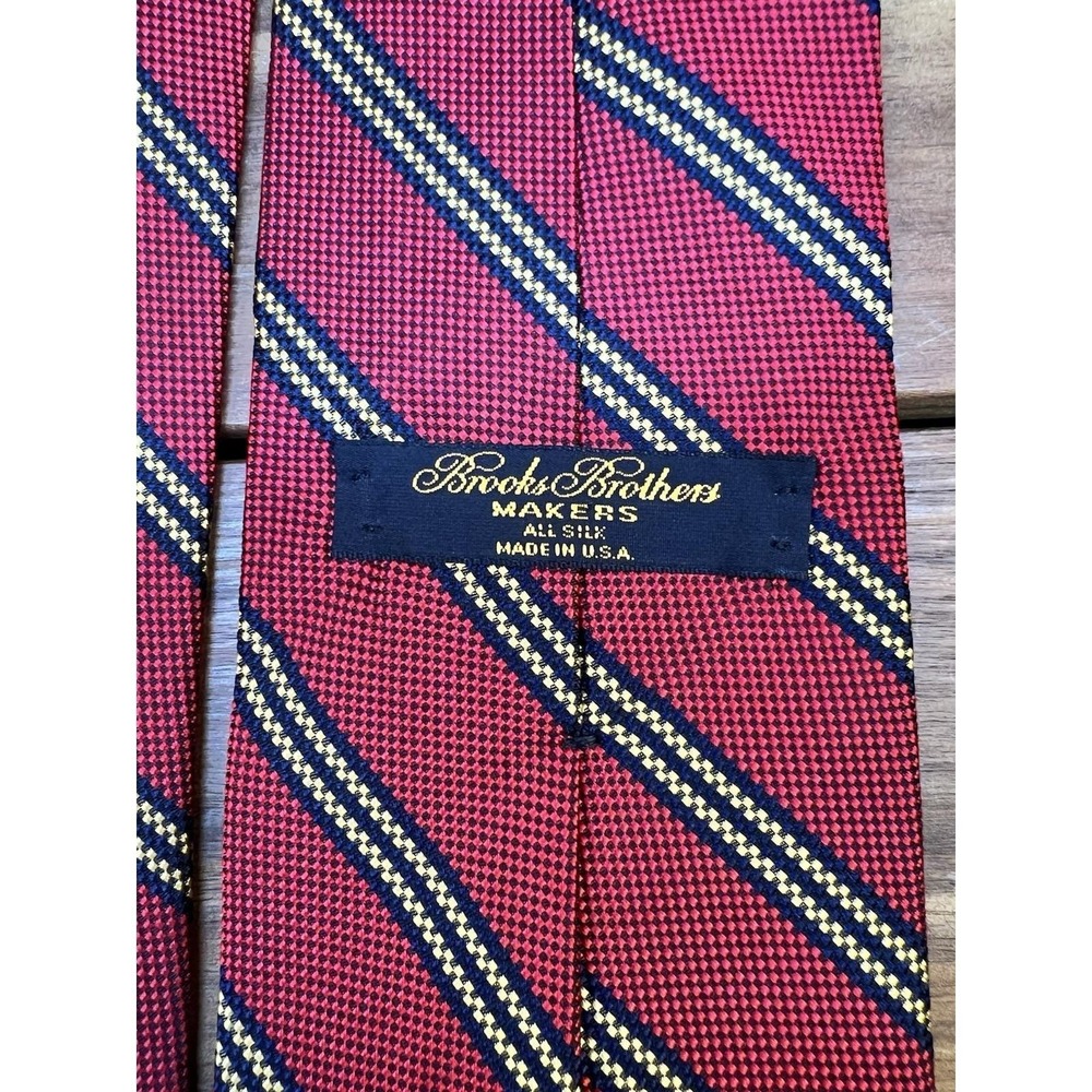 Brooks Brothers Makers Men's Tie 100% Silk Made in USA Vintage 58 Preppy - Picture 4 of 6